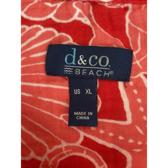 D & Co Beach Shirt Dress XL Linen Blend Tropical Beach Gauzy Lagenlook Mature - Picture 6 of 11